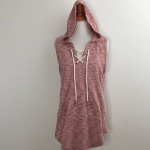 🔴 Sleeveless Dusty Rose Hoodie Top